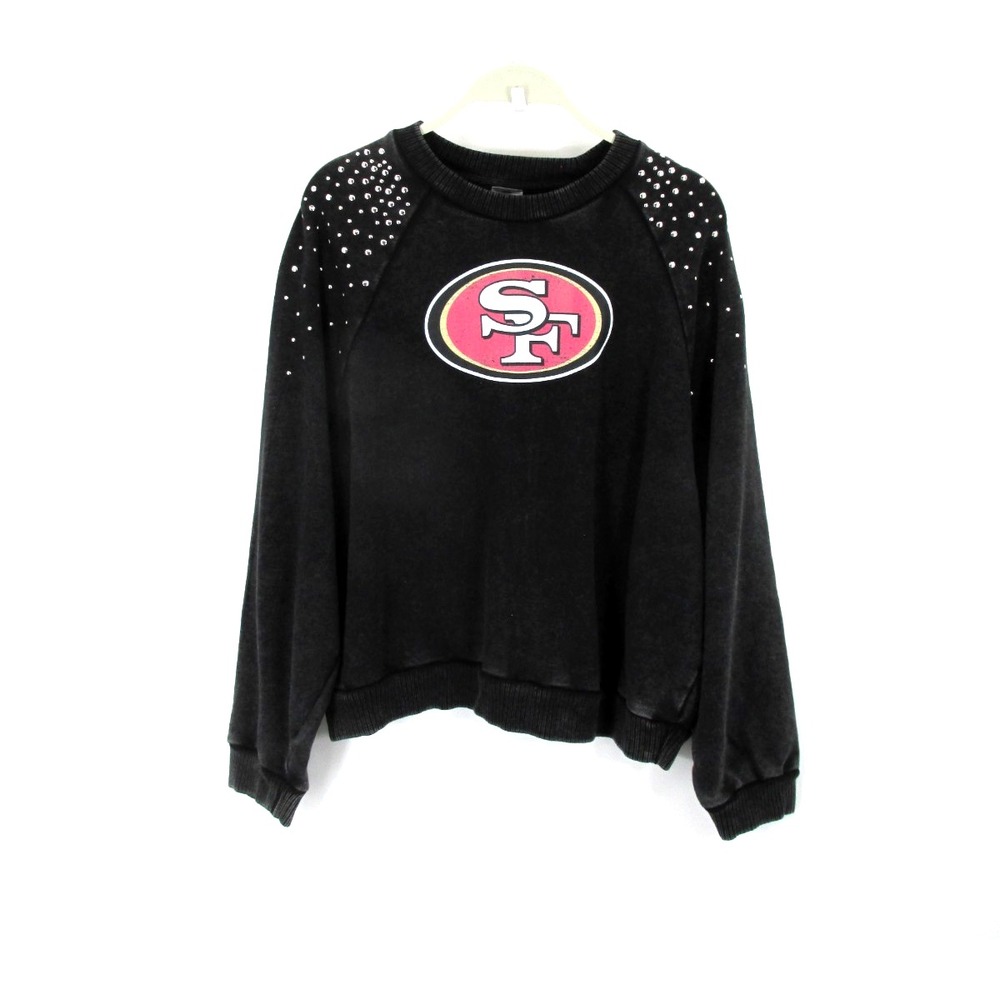 San Francisco 49ers Gameday Couture Pullover Sweatshirt Women XXL Black Studs